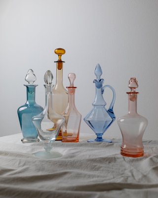 Vintage Murano Glass Carafes with Stoppers, Italy, 1950s, Set of 6-HVJ-2026492