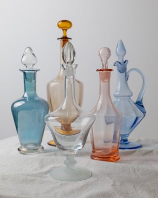 Vintage Murano Glass Carafes with Stoppers, Italy, 1950s, Set of 6-HVJ-2026492