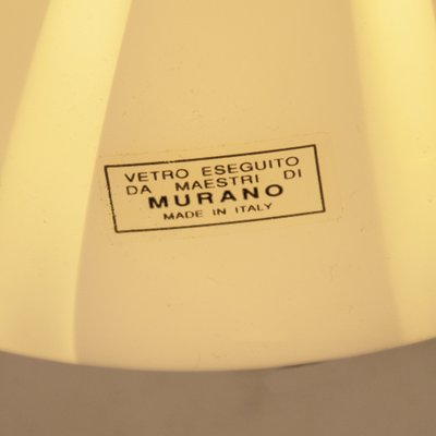 Vintage Murano Glass Ceiling Lamp in White Milk with Swirl and Crystal, Italy, 1980s-MPO-1722235