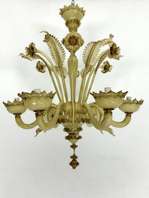 Vintage Murano Glass Chandelier with Gold, 1950s-OT-1767803