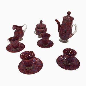 Vintage Murano Glass Cup Coffee Set, Set of 7-XQC-1093215