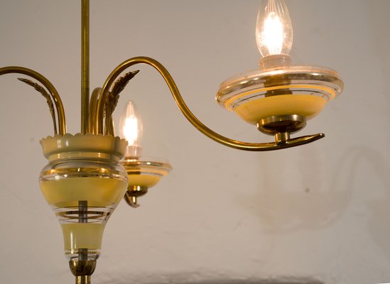 Vintage Murano Glass Gold and Brass Ceiling Lamp from Stilnovo, 1950s-QES-673661