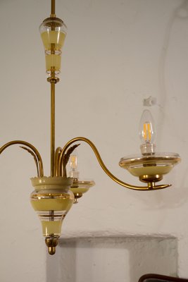 Vintage Murano Glass Gold and Brass Ceiling Lamp from Stilnovo, 1950s-QES-673661