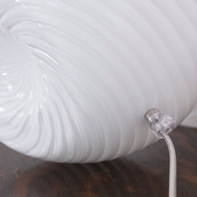 Vintage Murano Glass Mushroom Table Lamp With Spiral White Filigree, Italy-MPO-1330737