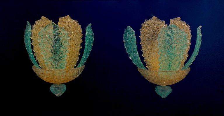 Vintage Murano Glass Sconces from Barovier & Toso, 1980s, Set of 2-XQC-878810