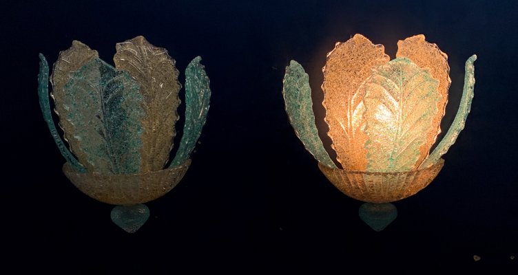 Vintage Murano Glass Sconces from Barovier & Toso, 1980s, Set of 2-XQC-878810