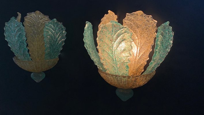 Vintage Murano Glass Sconces from Barovier & Toso, 1980s, Set of 2-XQC-878810