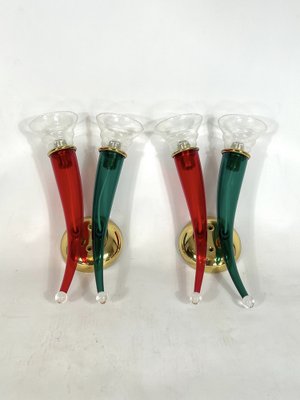 Vintage Murano Glass Sconces from Veart, Italy 1970s, Set of 2-OT-1291016