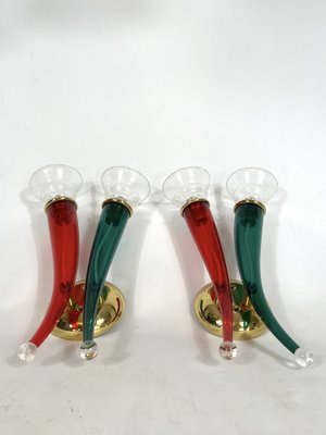 Vintage Murano Glass Sconces from Veart, Italy 1970s, Set of 2-OT-1291016