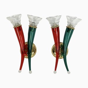 Vintage Murano Glass Sconces from Veart, Italy 1970s, Set of 2-OT-1291016