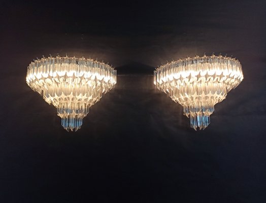 Vintage Murano Glass Sconces with 63 Transparent Quadriedri, 1979, Set of 2-FHZ-666946