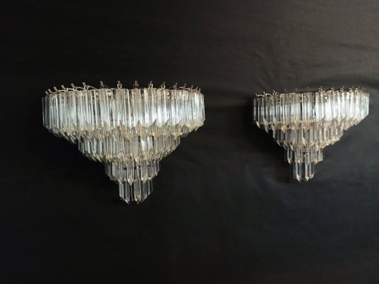 Vintage Murano Glass Sconces with 63 Transparent Quadriedri, 1979, Set of 2-FHZ-666946