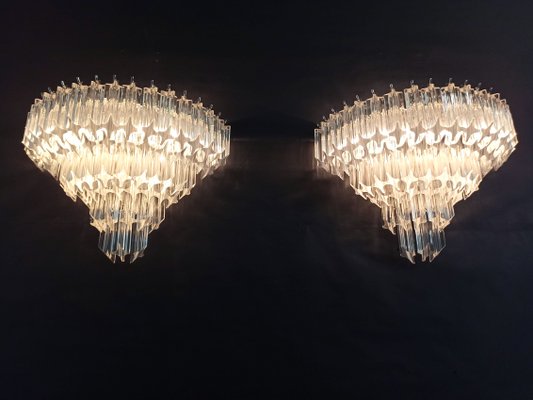 Vintage Murano Glass Sconces with 63 Transparent Quadriedri, 1979, Set of 2-FHZ-666946