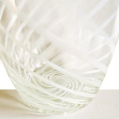 Vintage Murano Glass Vase with Swirl White, 1950s-BMU-1814118