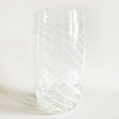 Vintage Murano Glass Vase with Swirl White, 1950s-BMU-1814118