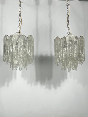 Vintage Murano Ice Glass Chandeliers from Mazzega, 1970s, Set of 2-OT-1195921