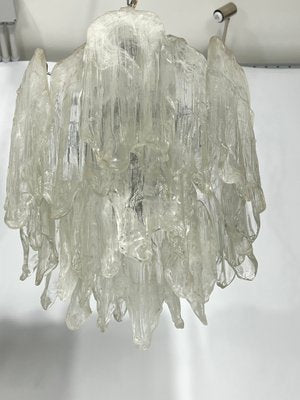 Vintage Murano Ice Glass Chandeliers from Mazzega, 1970s, Set of 2-OT-1195921