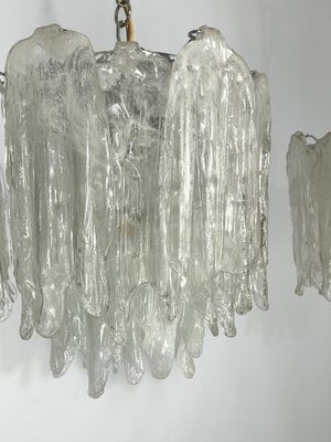 Vintage Murano Ice Glass Chandeliers from Mazzega, 1970s, Set of 2-OT-1195921