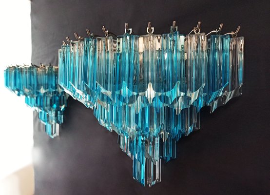 Vintage Murano Wall Sconces with 63 Clear and Blue Prisms, 1990s, Set of 2-FHZ-1823644