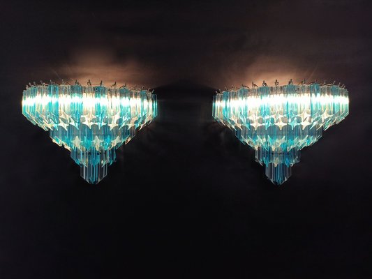 Vintage Murano Wall Sconces with 63 Clear and Blue Prisms, 1990s, Set of 2-FHZ-1823644