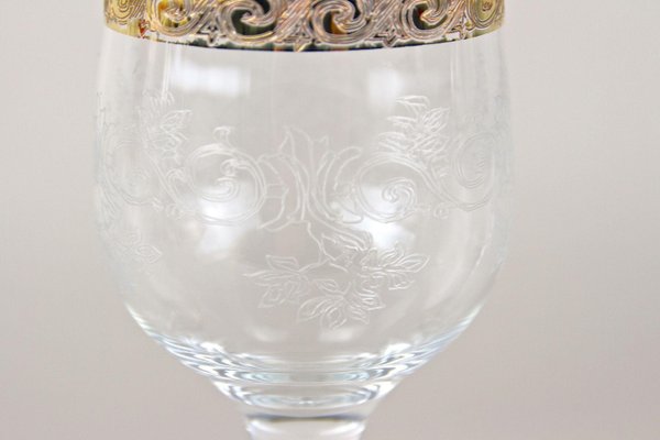 Vintage Murano Wine Glasses with Gold Rim, 1940, Set of 6-TQA-2034398