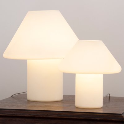 Vintage Mushroom Table Lamp With Satin White Murano Glass, Italy-MPO-1330717