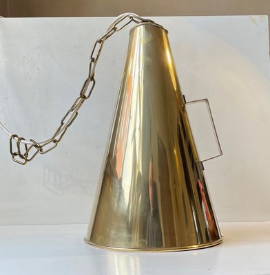 Vintage Nautical Brass Megaphone Pendant Lamp, 1970s-LCR-1365082