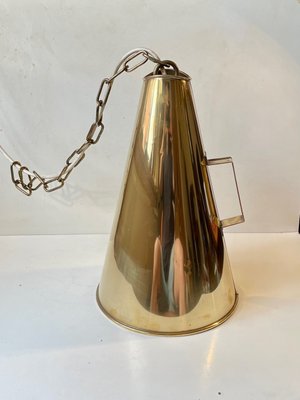 Vintage Nautical Brass Megaphone Pendant Lamp, 1970s-LCR-1365082