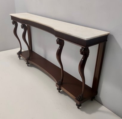 Vintage Neoclassical Console with Carrara Marble Top, Italy, 1950s-JPQ-2027838