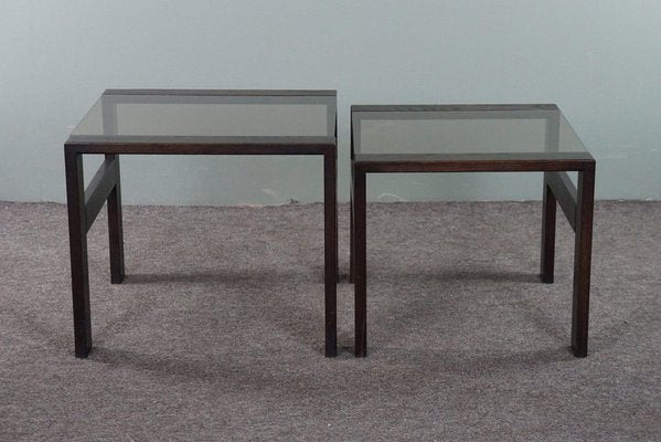 Vintage Nesting Tables in Wood and Glass, 1970s, Set of 2-HPP-1796174