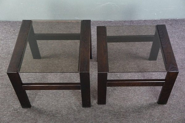 Vintage Nesting Tables in Wood and Glass, 1970s, Set of 2-HPP-1796174