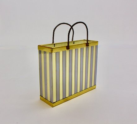 Vintage Newspaper Rack in Brass & Chromed Metal, Italy, 1970s-NB-953943