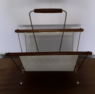 Vintage Newspaper Stand with Brass Frame, 1970s-HOI-1004663