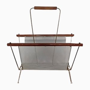 Vintage Newspaper Stand with Brass Frame, 1970s-HOI-1004663