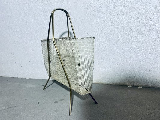 Vintage Newspaper Stands in Brass and Lacquered Metal Grille, 1950s-PYR-1720862