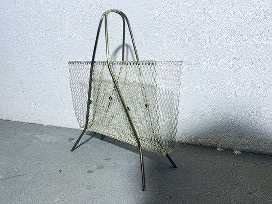 Vintage Newspaper Stands in Brass and Lacquered Metal Grille, 1950s-PYR-1720862