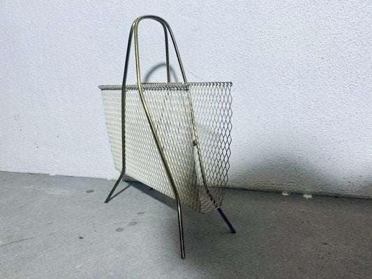 Vintage Newspaper Stands in Brass and Lacquered Metal Grille, 1950s-PYR-1720862