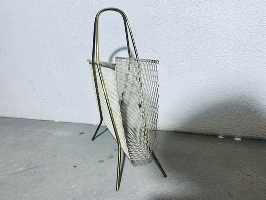 Vintage Newspaper Stands in Brass and Lacquered Metal Grille, 1950s-PYR-1720862