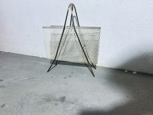 Vintage Newspaper Stands in Brass and Lacquered Metal Grille, 1950s-PYR-1720862