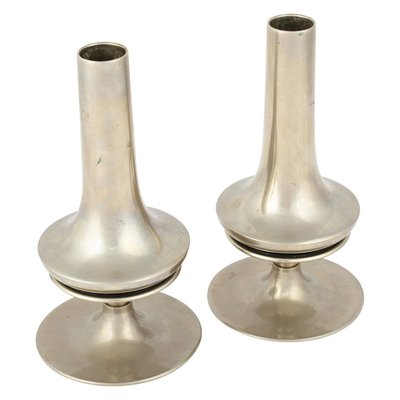 Vintage Nickel-Plated Candleholders, Germany, Set of 2-ZCI-752549