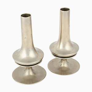 Vintage Nickel-Plated Candleholders, Germany, Set of 2-ZCI-752549