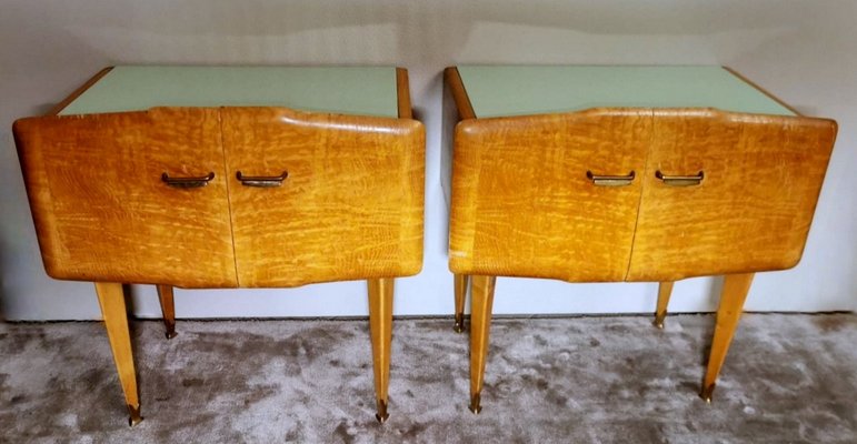 Vintage Nightstands with Glass Paste Top attributed to Ico Parisi, 1950s, Set of 2-QRS-1436266