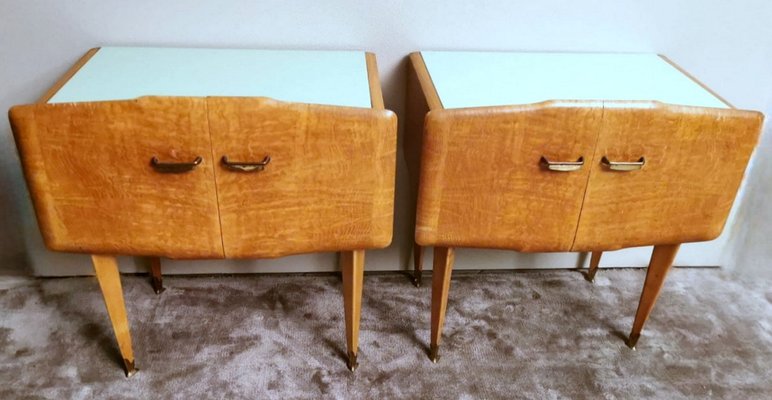 Vintage Nightstands with Glass Paste Top attributed to Ico Parisi, 1950s, Set of 2-QRS-1436266