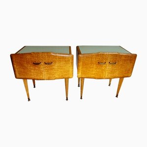 Vintage Nightstands with Glass Paste Top attributed to Ico Parisi, 1950s, Set of 2-QRS-1436266