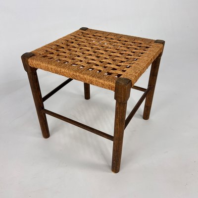 Vintage Oak and Rope Stool, 1950s-RMX-2021228