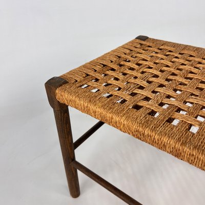 Vintage Oak and Rope Stool, 1950s-RMX-2021228