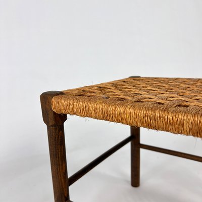 Vintage Oak and Rope Stool, 1950s-RMX-2021228