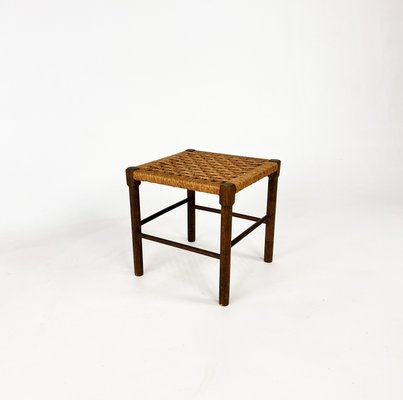 Vintage Oak and Rope Stool, 1950s-RMX-2021228