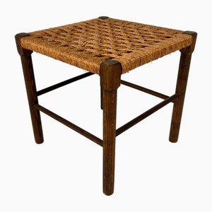 Vintage Oak and Rope Stool, 1950s-RMX-2021228