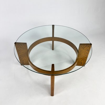 Vintage Oak and Thick Glass Coffee Table, 1960s-RMX-1819870